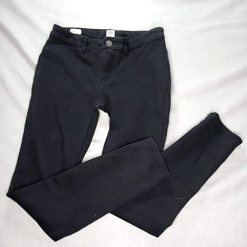 Gap Kids Ponte Pants Skinny Stretch Adjustable Waist Black Pockets Slim Girls 10